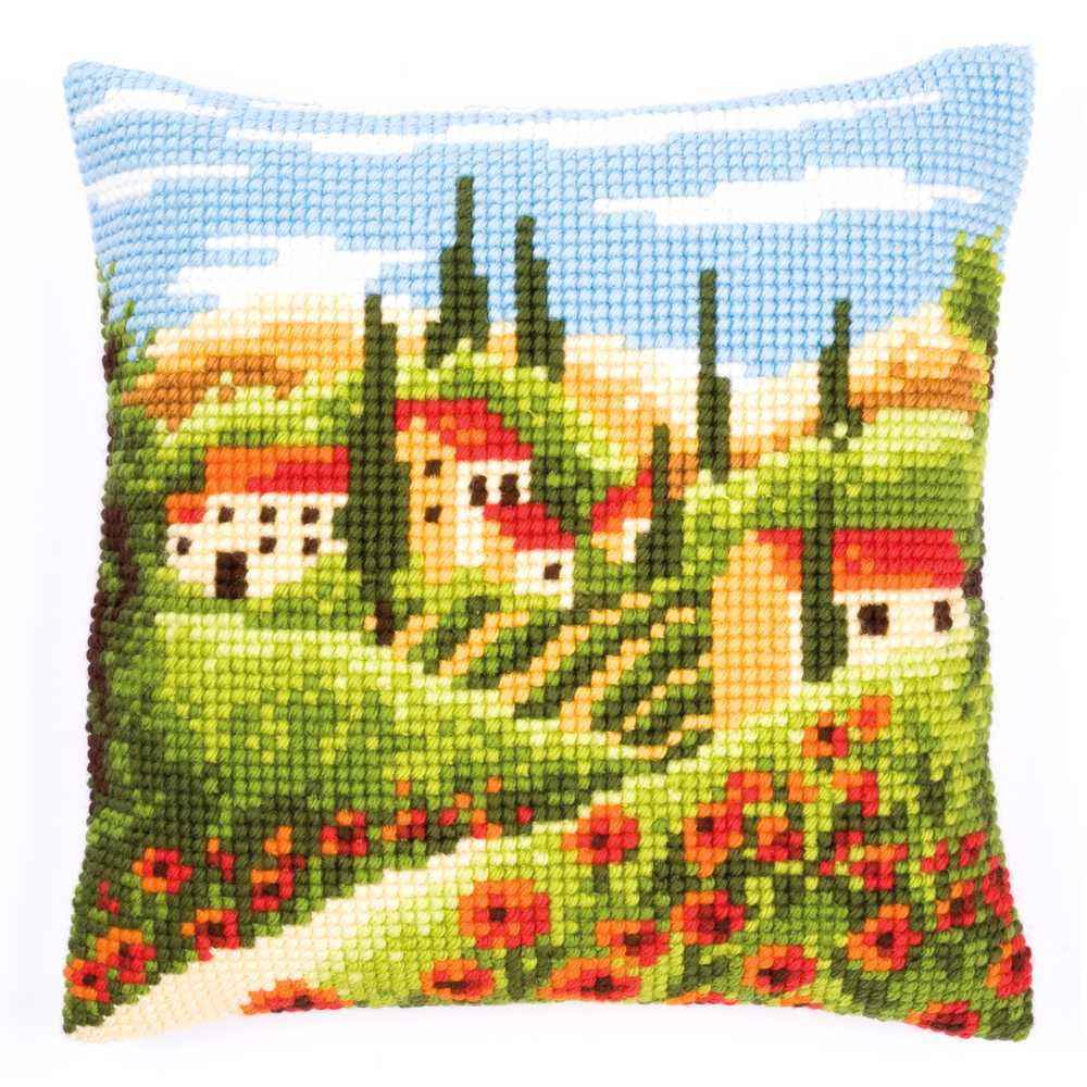 Village Cushion Front Cross Stitch Kit Vervaco