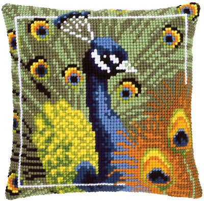 Peacock Cushion Front Cross Stitch Kit Vervaco