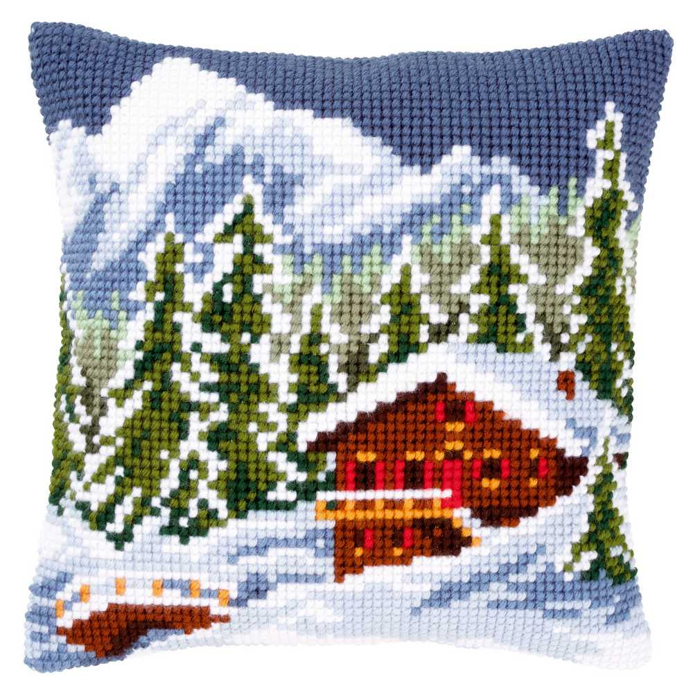 Snow Landscape Cushion Front Cross Stitch Kit Vervaco