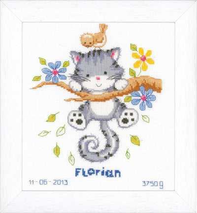 Kitten Birth Sampler Cross Stitch Kit Vervaco