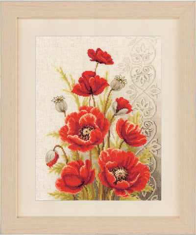 Poppies & Swirls Cross Stitch Kit Vervaco