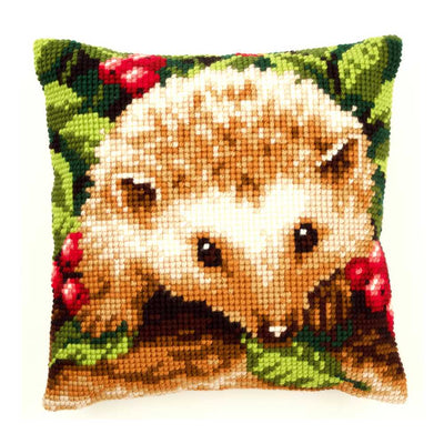 Hedgehog with Berries Cushion Front Cross Stitch Kit by Vervaco