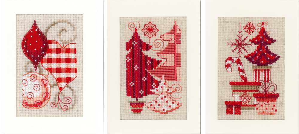 Christmas Motif: Set of 3 Cards Cross Stitch Kit  Vervaco