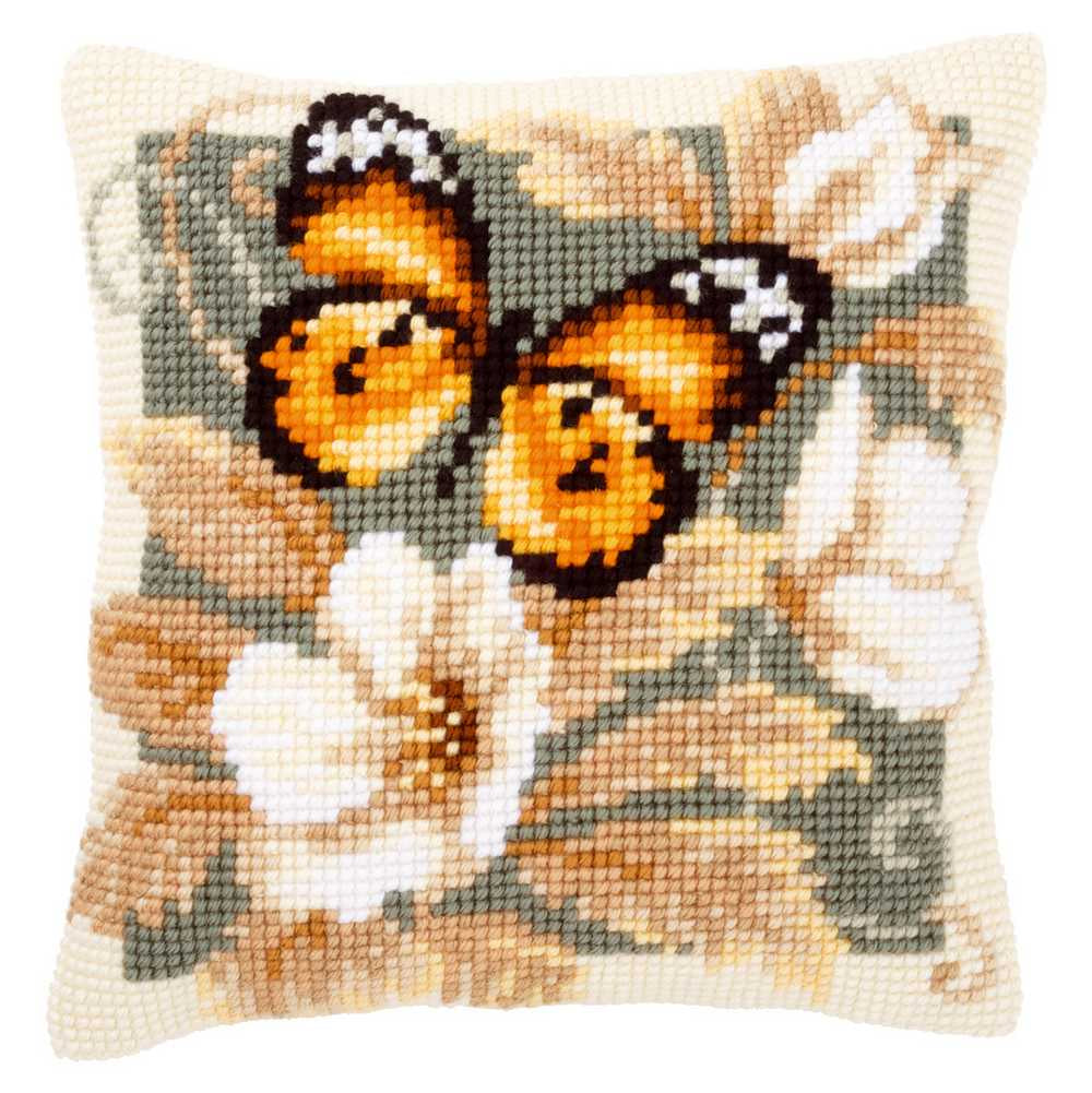 Vervaco Cross Stitch Cushion Kit - Black and Orange Butterfly