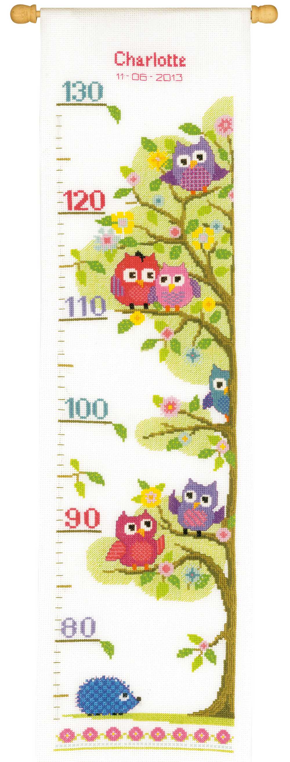 Owls Height Chart Cross Stitch Kit Vervaco