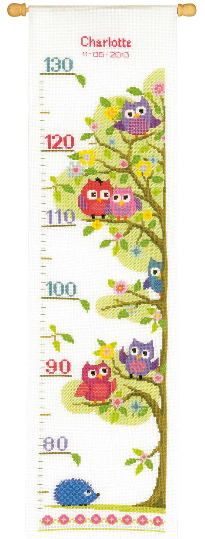 Owls Height Chart Cross Stitch Kit Vervaco