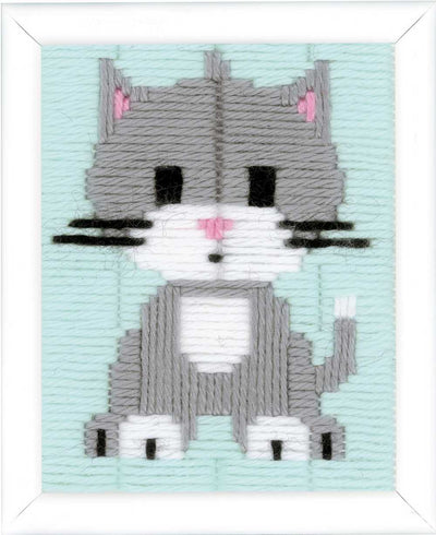 Grey Kitty Long Stitch Kit Vervaco