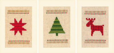 Set 3 Christmas Cards Cross Stitch Kit - Vervaco PN-0147557