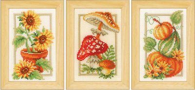 Autumn Set of 3 Cross Stitch Designs - Vervaco