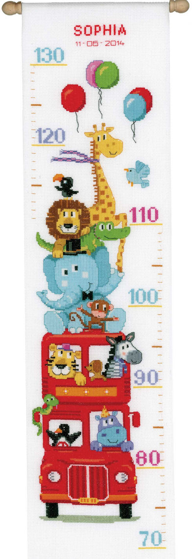 Funny Bus Height Chart Cross Stitch Kit Vervaco