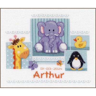 Vervaco Cross Stitch Kit - Baby Animals Birth Sampler