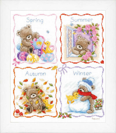 Vervaco Cross Stitch Kit - Four Seasons with Popcorn Bear