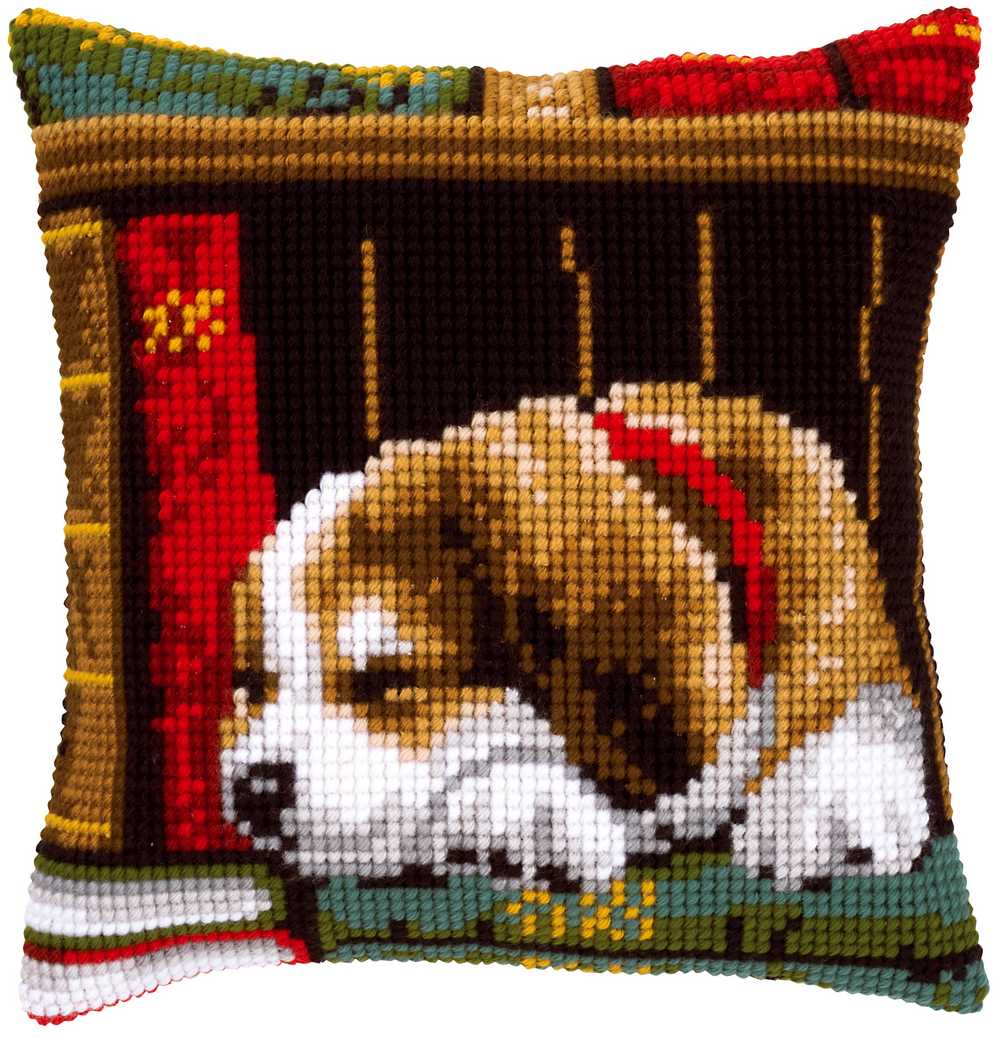 Dog Sleeping Cushion Front Cross Stitch Kit Vervaco