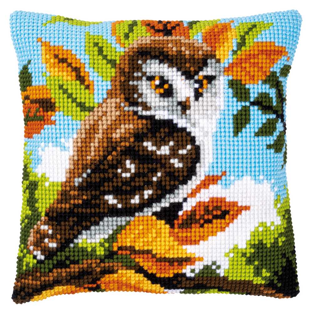 Vervaco Cross Stitch Cushion Kit - Owl in the Bushes