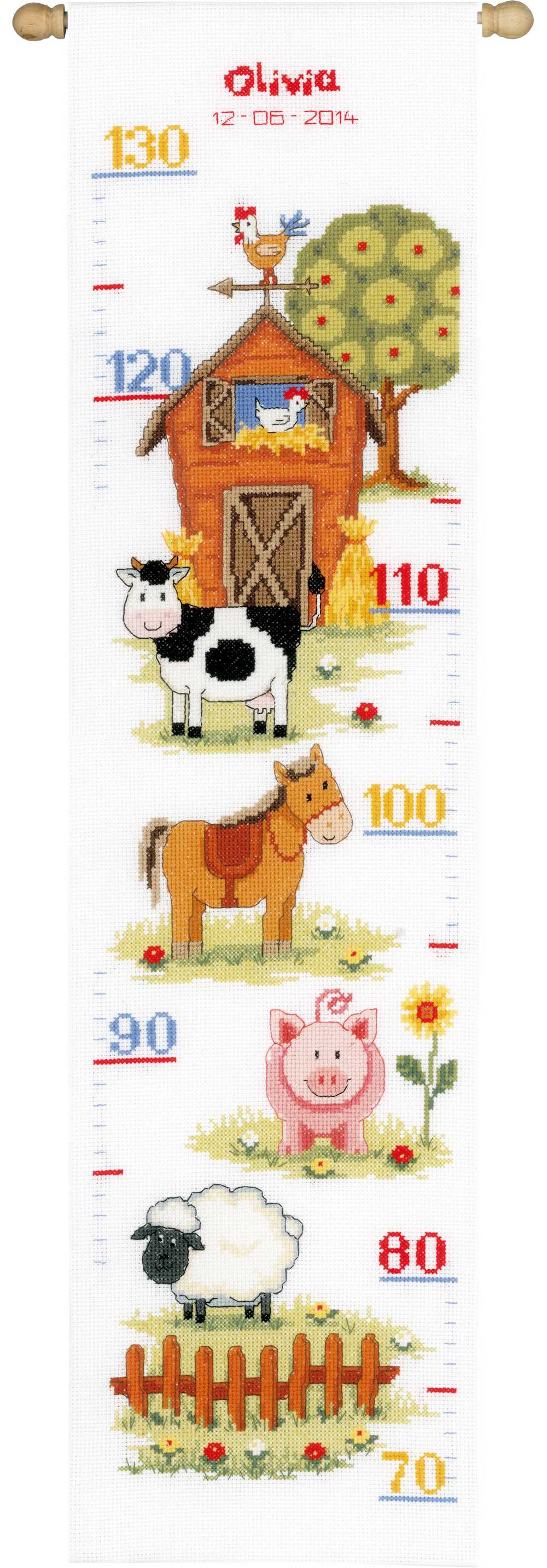 At The Farm II Height Chart Cross Stitch Vervaco