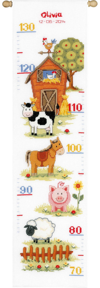 At The Farm II Height Chart Cross Stitch Vervaco