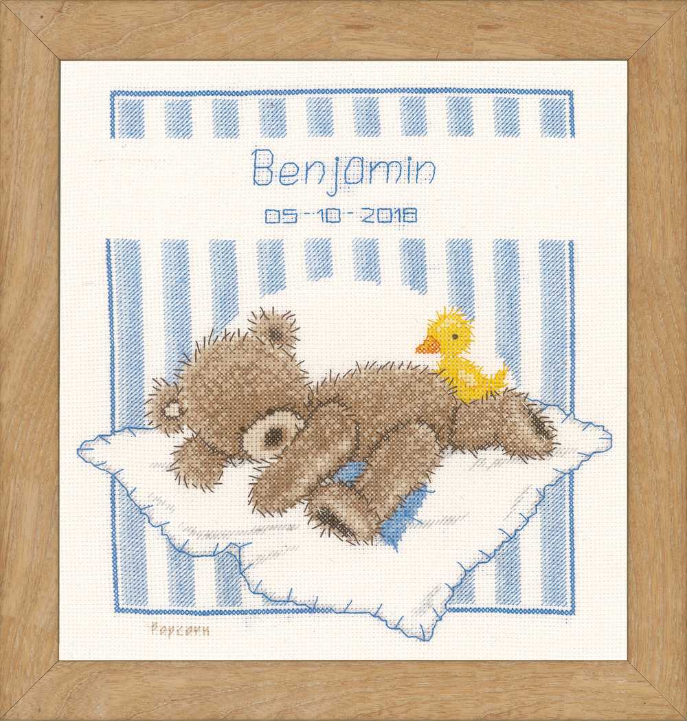 Popcorn Bear & Soufflé Duck Birth Sampler Cross Stitch Vervaco