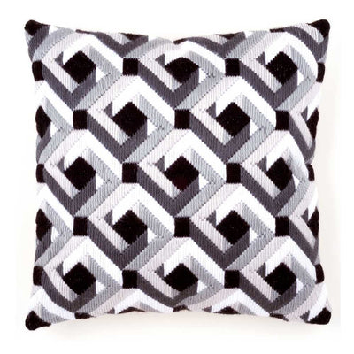 Black & White Long Stitch Cushion Kit Vervaco
