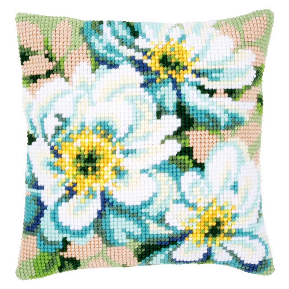 Japanese Anemones II Cushion Front Cross Stitch Kit Vervaco