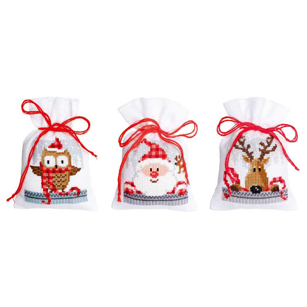 Christmas Buddies: Set of 3 Pot Pourri Bags  Cross Stitch Vervaco