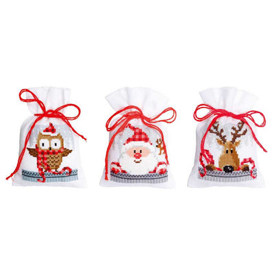 Christmas Buddies: Set of 3 Pot Pourri Bags  Cross Stitch Vervaco