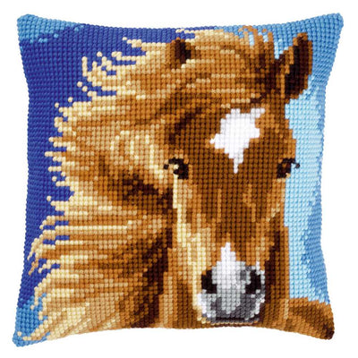 Brown Horse Cushion Front Cross Stitch Kit Vervaco