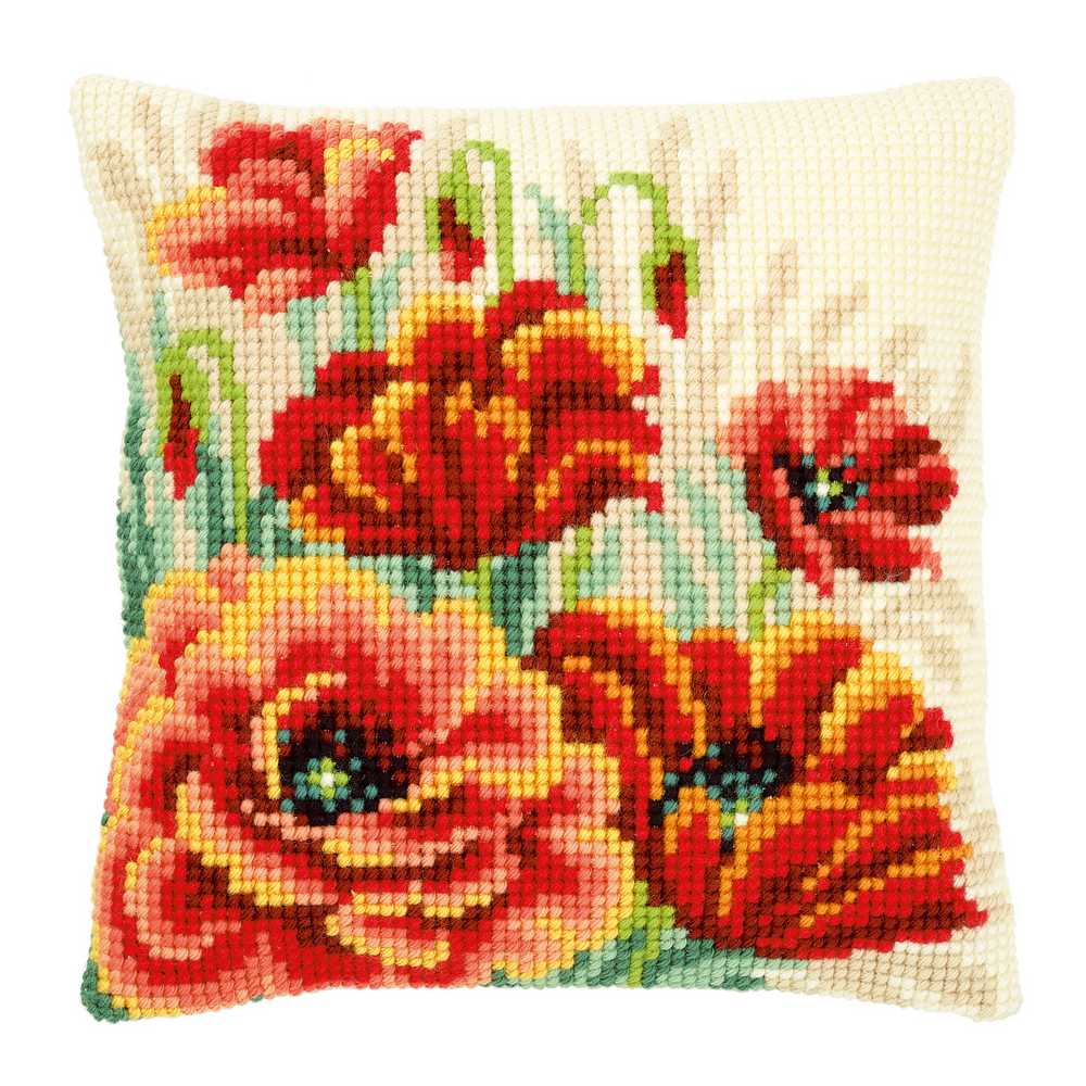 Poppies II Cushion Front Cross Stitch Kit Vervaco