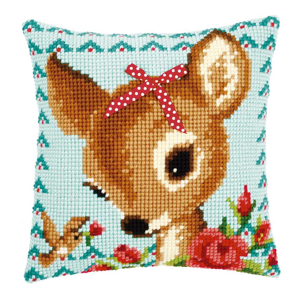 Bambi with a Bow Cushion Front Cross Stitch Kit Vervaco