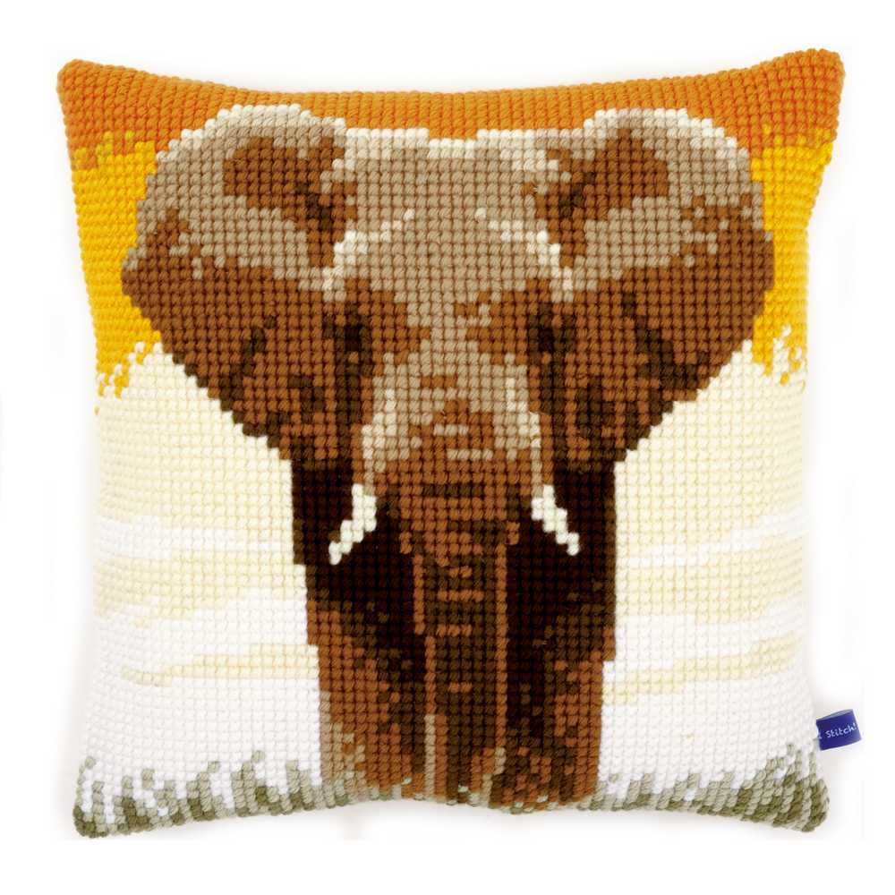 Elephant in the Savannah Cushion Front Cross Stitch Kit Vervaco