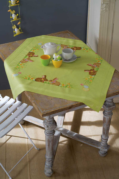 Tablecloth: Easter Bunnies Cross Stitch Kit Vervaco