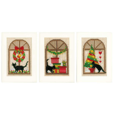 Christmas Atmosphere: Set of 3 Cards Cross Stitch Kit by Vervaco