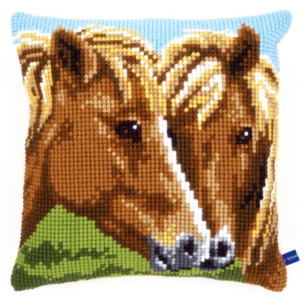 Horses Cushion Front Cross Stitch Kit Vervaco