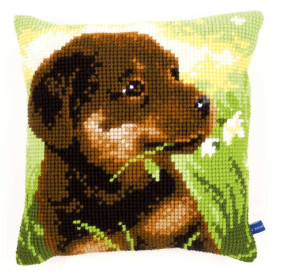 Rottweiler Puppy Cushion Front Cross Stitch Kit Vervaco