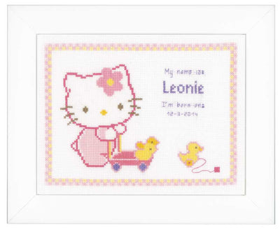 Hello Kitty with Duck Aida Cross Stitch Kit by Vervaco