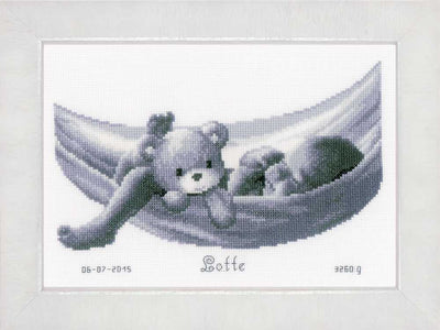 Baby in Hammock Birth Sampler Cross Stitch Kit by Vervaco