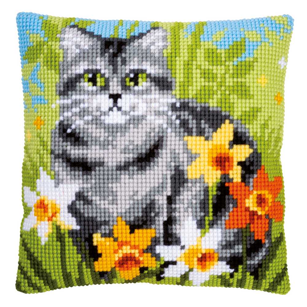 Vervaco Cross Stitch Cushion Kit - Between Flowers