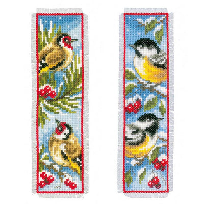 Birds in Winter: Set of 2 Bookmark  Cross Stitch Kit Vervaco