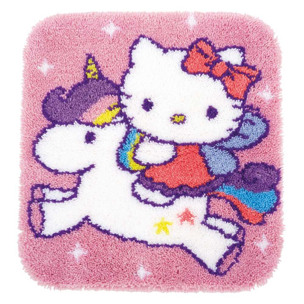 Rug: Hello Kitty: and Unicorn Latch Hook Kit Vervaco