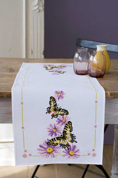 Butterflies Table Runner  Cross Stitch Kit Vervaco