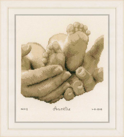 Vervaco Cross Stitch Kit - Baby Feet Birth Sampler