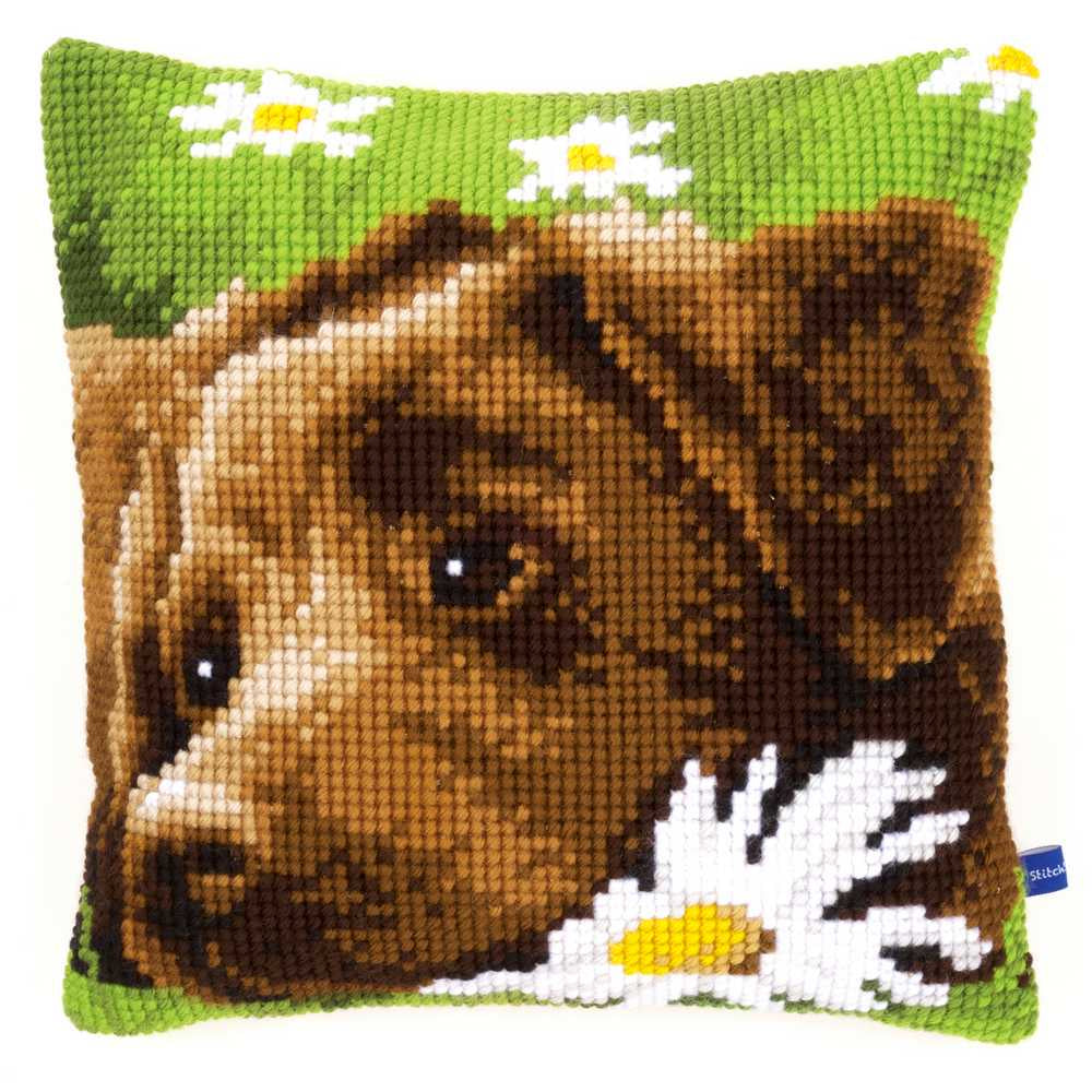 Chocolate Labrador Cushion Front Cross Stitch Kit Vervaco