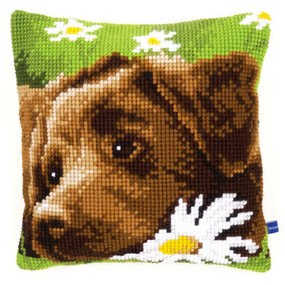 Chocolate Labrador Cushion Front Cross Stitch Kit Vervaco