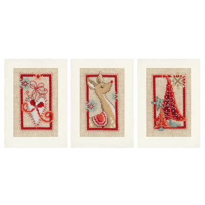 Christmas Symbols: Set of 3 Christmas Cards  Cross Stitch Kit Vervaco