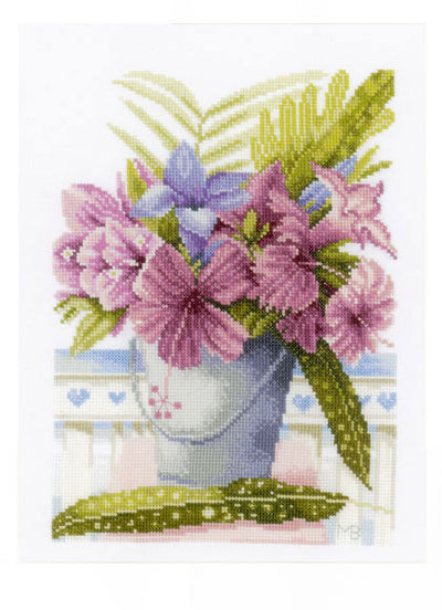 Flowers in a Bucket Cross Stitch Kit ~ Lanarte SALE