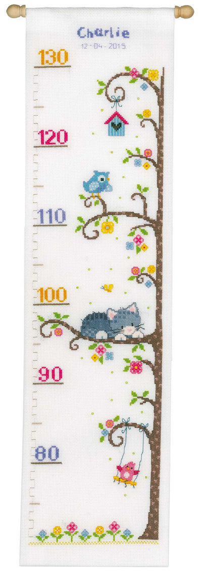 Cat in the Tree Height Chart  Cross Stitch Kit Vervaco