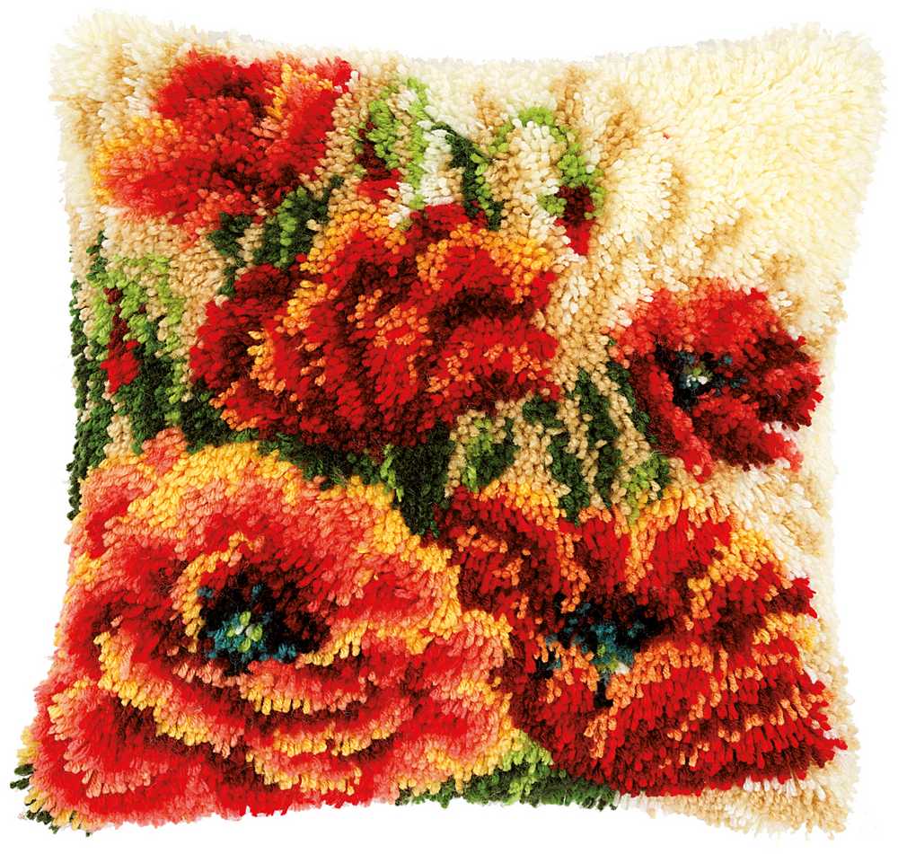 Vervaco Latch Hook Kit: Cushion - Poppies