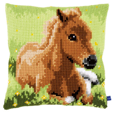 Brown Foal Cushion Front Cross Stitch Kit Vervaco