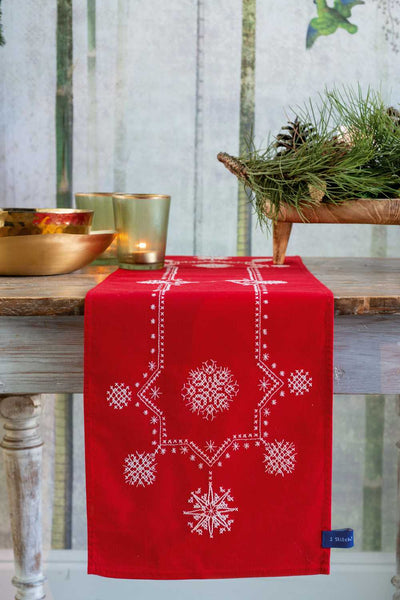 Vervaco Embroidery Table Runner Kit - White Christmas Stars