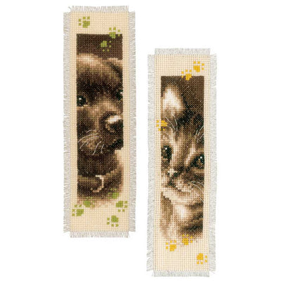 Cat and Dog: Set of 2 Bookmark Cross Stitch Kit Vervaco