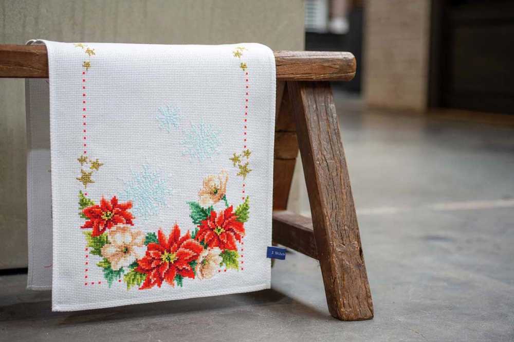 Christmas Flowers  Table Runner Cross Stitch Kit - Vervaco